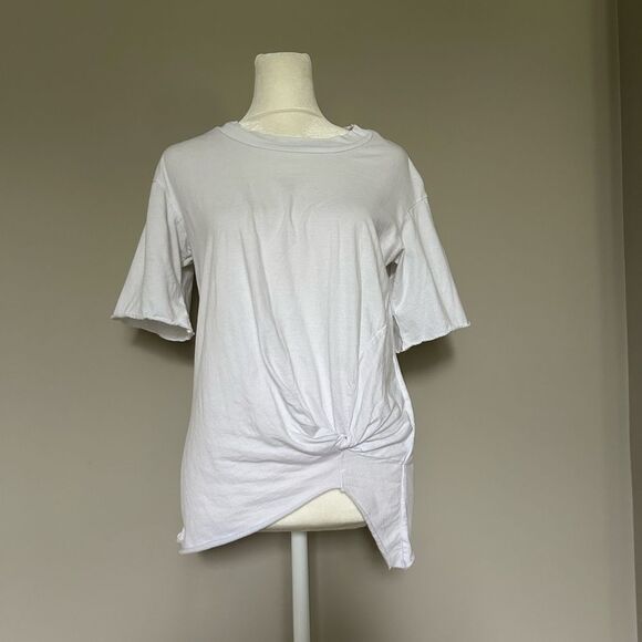 Stateside Women’s White Short Sleeve Knotted Tee Size Small Cotton Made in USA - Picture 1 of 12